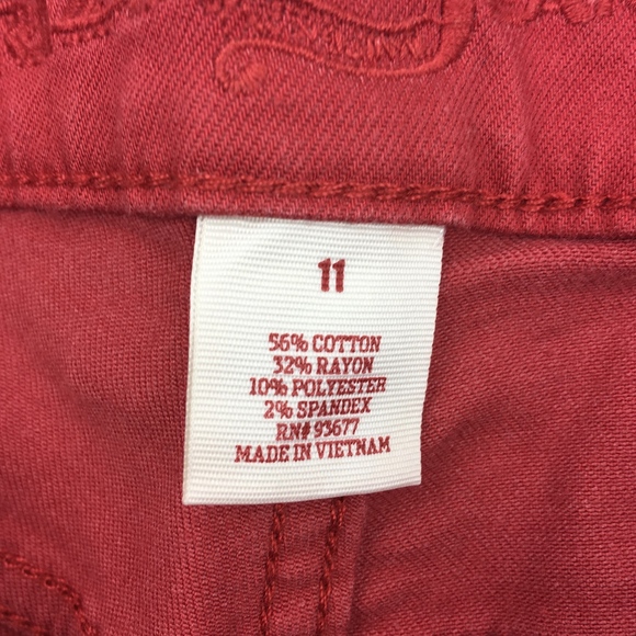 NEW Arizona Jean Co. Red Crop Jeggings 11 Junior - Picture 4 of 8